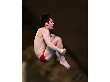 Nathan Zsombor-Murray of Pointe-Claire competes in the Men's 10m Platform Final during the World Aquatics Diving World Cup at the Olympic Park Sports Centre on Saturday, March 2, 2024, in Montreal.