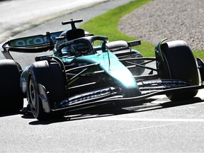 Aston Martin's Canadian driver Lance Stroll competes during the Australian Formula One Grand Prix at Albert Park Circuit in Melbourne on Sunday, March 24, 2024.