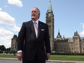 Former prime minister Brian Mulroney leaves Parliament Hill Wednesday, June 6, 2012.