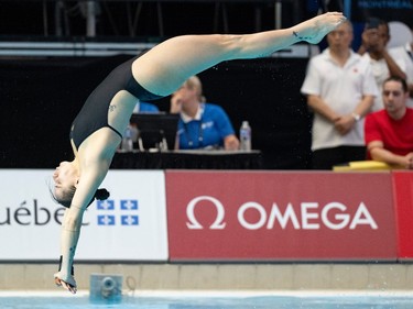 Pamela Ware of Canada competes during the women's 3m springboard final at the World Aquatics Diving World Cup 2024 in Montreal on Saturday, March 2, 2024.