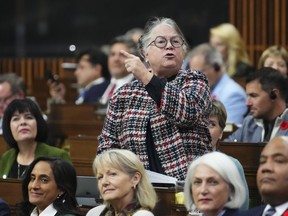 Fisheries, Oceans and the Canadian Coast Guard Minister Diane Lebouthillier rises during question period in the House of Commons on Parliament Hill in Ottawa on Monday, Oct. 30, 2023.