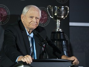 Dave Ritchie, the Hall of Fame former CFL head coach, has died. He was 85. Ritchie here speaks at the 2022 Canadian Football Hall of Fame Induction Ceremony held at Tim Horton's Field in Hamilton, Ont., on Sept. 16, 2022.