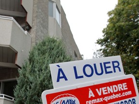 A for rent sign in Montreal.