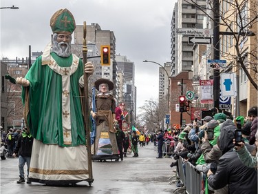 Giants marched in the 199th annual St. Patrick's Day parade in Montreal on Sunday, March 17, 2024.