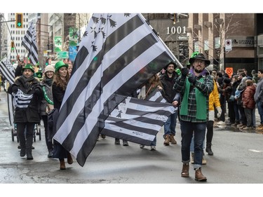 The modern flag of Brittany, called in Breton Gwenn-ha-Du (white and black), was proudly flown in the 199th St. Patrick's Day parade in Montreal on Sunday, March 17, 2024.