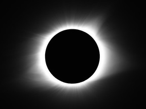 The sun is blacked out during a total eclipse