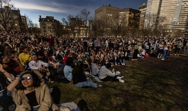The campus of McGill University went dark as the eclipse entered totality in Montreal Monday April 8, 2024.