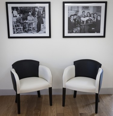 Chairs and period pictures near the main hall of Le 9e, which was recently renovated and was on display for journalists on Friday, April 19, 2024.