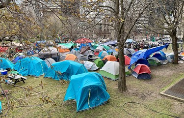 Rows of tents on the McGill campus