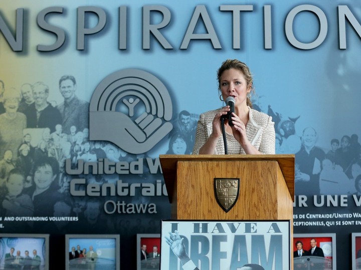  Following other speakers who sang, Sophie Grégoire Trudeau spontaneously sings a lullaby she sings to her children at the 12th Annual celebration of Martin Luther King Day at Ottawa City Hall Monday Jan. 18, 2015.