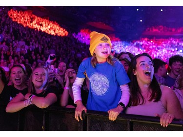 Young fans enjoy Vermont folk-pop singer Noah Kahan's concert in Montreal on Saturday, April 13, 2024.