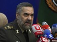 Iranian Defence Minister Gen. Mohammad-Reza Ashtiani speaks during a press conference in Tehran, Iran, Monday, March 6, 2023.