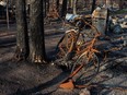 A residential area destroyed by the wildfires is shown in Enterprise, N.W.T., on Wednesday, Oct. 11, 2023.