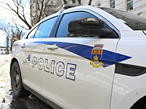 A Quebec City police patrol car in Quebec City on Tuesday, March 12, 2024. The Crown says two people have been charged in the killing of a 14-month old girl last month at a home daycare in Quebec City.