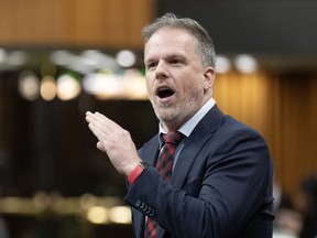 Health Minister Mark Holland rises during Question Period on April 16, 2024 in Ottawa.