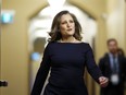 Finance Minister Chrystia Freeland arrives for a cabinet meeting on Parliament Hill in Ottawa prior to introducing the federal budget on Tuesday, April 16, 2024.