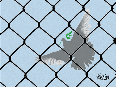 Cartoon of a caged bird