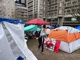 Tents on the downtown campus of McGill university as part of encampment in solidarity with Palestinians