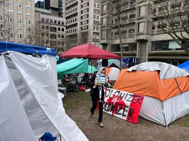 Tents on the downtown campus of McGill university as part of encampment in solidarity with Palestinians