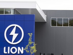 Lion Electric's lithium-ion battery manufacturing facility is shown in Mirabel, Que., Thursday, Sept. 14, 2023.The Lion Electric Co. says it's cutting about 120 jobs as part of a plan to reduce costs.