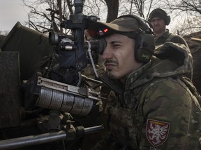 Ukrainian soldiers of 80th separate airborne assault brigade are seen near Klishchiivka, Donetsk region, Ukraine, Saturday, March 2, 2024.