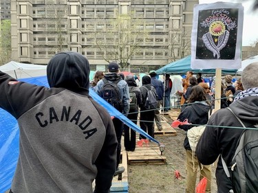 McGill University encampment members are seen on Thursday, May 2, 2024.