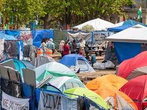 A tent city is seen at McGill University