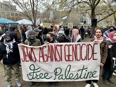 A scene from McGill University pro-Palestinian encampment on May 2, 2024.