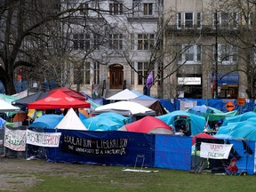 Pro-Palestinian encampment on the grounds of McGill University on May 1, 2024.