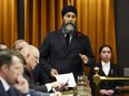 NDP Leader Jagmeet Singh rises during question period in the House of Commons on Parliament Hill in Ottawa on Wednesday, May 1, 2024.