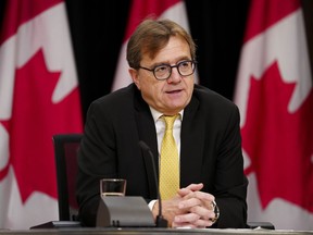 Jonathan Wilkinson, Minister of Energy and Natural Resources, provide an update on the forecast for the 2024 wildfire season during a press conference at the National Press Theatre in Ottawa on Thursday, May 9, 2024.
