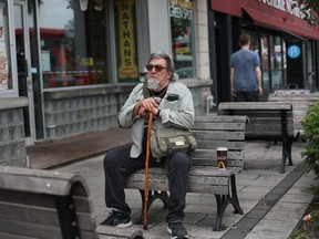 Mike McGillis, a resident of Maison Benoît Labre transition home in Montreal, is seen Monday, May 27, 2024.