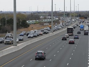 The father of a three-month-old boy who died alongside his grandparents in a wrong-way highway crash last week says his grief is agonizing. A stretch of the 401 highway is seen in Whitby, Ont., Tuesday, April 30, 2024.
