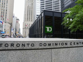 TD Bank and Toronto Dominion Centre signage is pictured in the financial district in Toronto, Friday, Sept. 8, 2023.