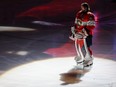 Florida Panthers goalie Sergei Bobrovsky is introduced prior to Game One of the Stanley Cup final against the Edmonton Oilers on Saturday. There've been comparisons to Patrick Roy that are full of baloney, says Jack Todd