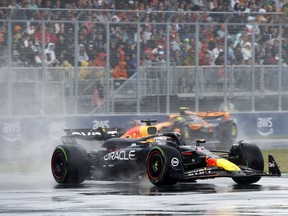 Race car in the rain