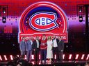 Ivan Demidov poses for photo on stage at the Las Vegas Sphere after being selected by the Canadiens in the first round (fifth overall) at Friday night's NHL Draft. 