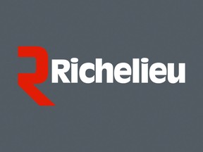 Quincaillerie Richelieu logo, a red R and the word Richelieu in white on a grey background