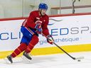 Canadiens' Rafaël Harvey-Pinard has surgery on broken leg 1 Sam Harris handles the puck during Montreal Canadiens development camp at the CN Sports Complex in Brossard on Wednesday July 3, 2024.