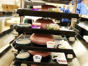 A stack of food trays