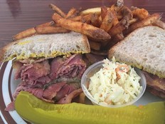 A Montreal smoked-meat sandwich. Foods exposed to smoke contain far more carcinogens than those exposed to liquid smoke flavouring.