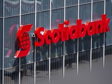 A Scotiabank sign is shown on a shopping mall in Ottawa on Thursday, June 27, 2024.