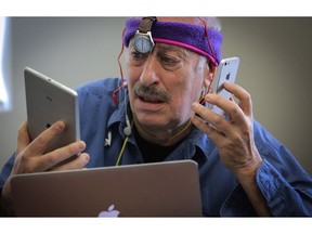 It's a scene from the movie Deluged by Data, but Josh Freed may as well be frantically looking for an English-language certificate to prove he's a "historic anglo" to get health care in English. Dominique Chartrand photo