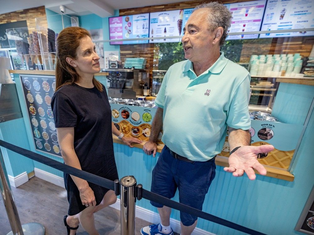  dr. ilana bank listens to lawrence cohen describe his recovery from a heart attack he suffered in la diperie ice cream shop on july 15, 2024. dr. bank happened to be in the shop at the time and helped save cohen’s life.
