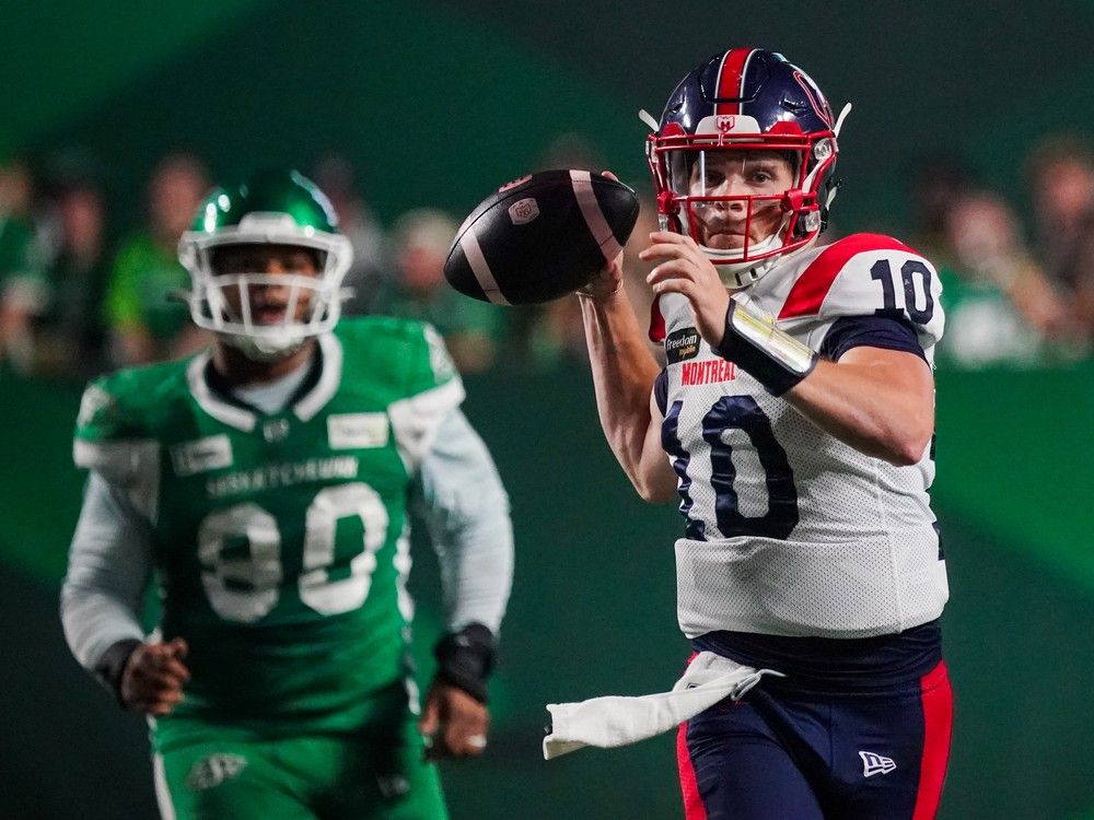 Alouettes quarterback Davis Alexander, 25, is in his third season with the Als and has gone 3-0 as the starter — 4-0 overall — this season.