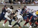 Zurkowsky: Alouettes show no quit on road against Calgary, but have some nagging issues 3 Alouettes offensive linemen Josh Donavan, left, and Justin Lawrence block BC Lions Mathieu Betts and Tibo Debaillie in front of quarterback Cody Fajardo in Montreal on Sept. 6, 2024.