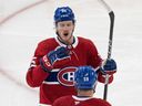 Stu Cowan: Bright Montreal spotlight can be tough on Canadiens prospects 6 Montreal Canadiens left wing Michael Pezzetta (55) celebrates with teammate Zachary Hayes (59) after scoring his first goal against the New Jersey Devils during second period NHL pre-season hockey action in Montreal on Tuesday, Sept. 24, 2024.