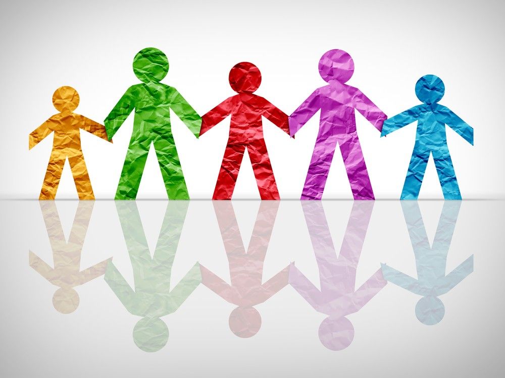 colour paper cutouts of a family