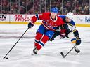 Stu Cowan: Canadiens get back on track with back-to-back victories 5 Canadiens' Mike Matheson (8) skates the puck against Alexandre Texier (9) of the St. Louis Blues during the second period at the Bell Centre on Saturday, Oct. 26, 2024, in Montreal.