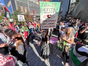 Hundreds of Pro-Palestinian supporters marched in downtown Montreal on Saturday